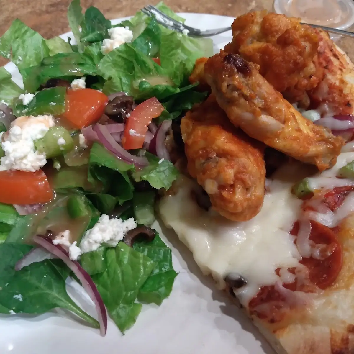 Greek Salad Wings Supreme Pizza