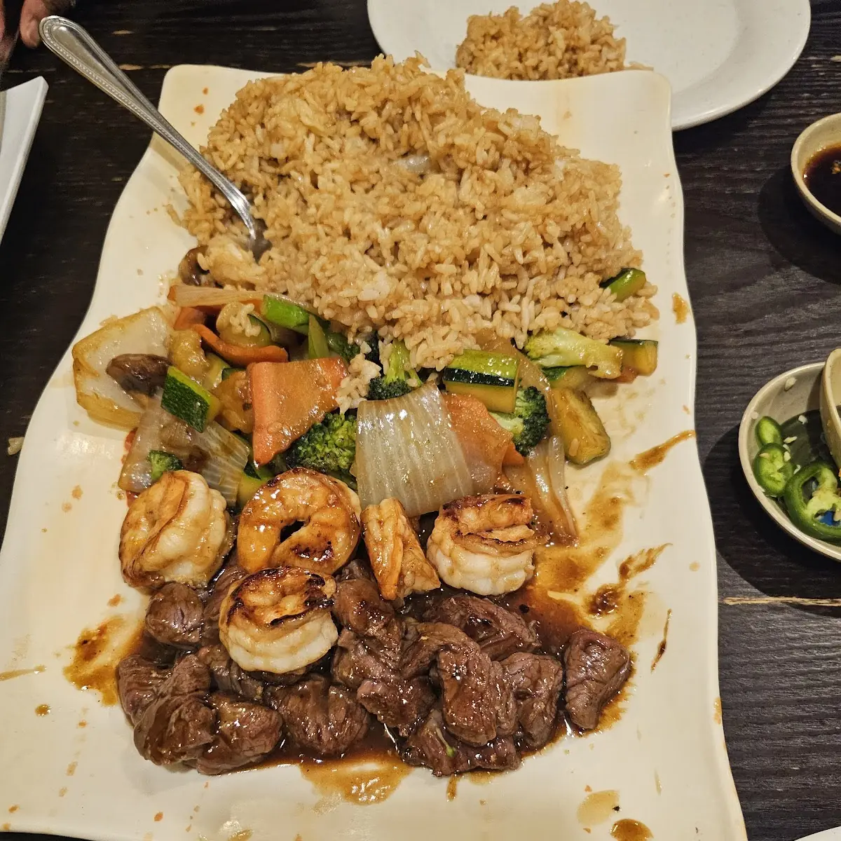Steak and Shrimp with Mixed Vegetable Chow Mein