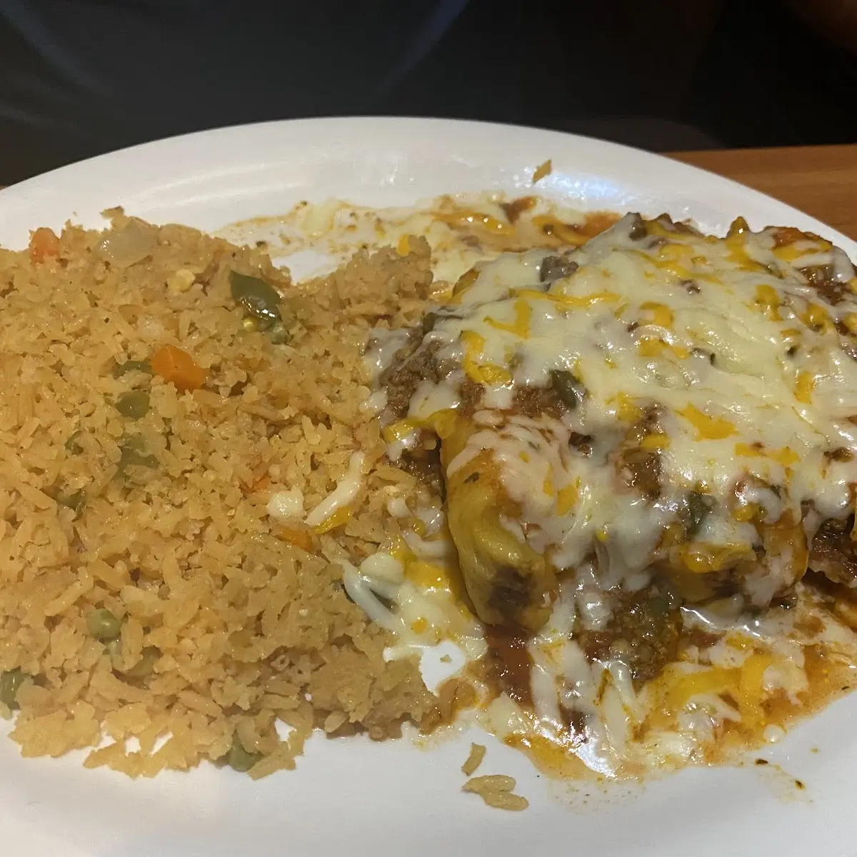 One Chile Relleno One Beef Taco & One Beef Enchilada with Rice & Refried Beans