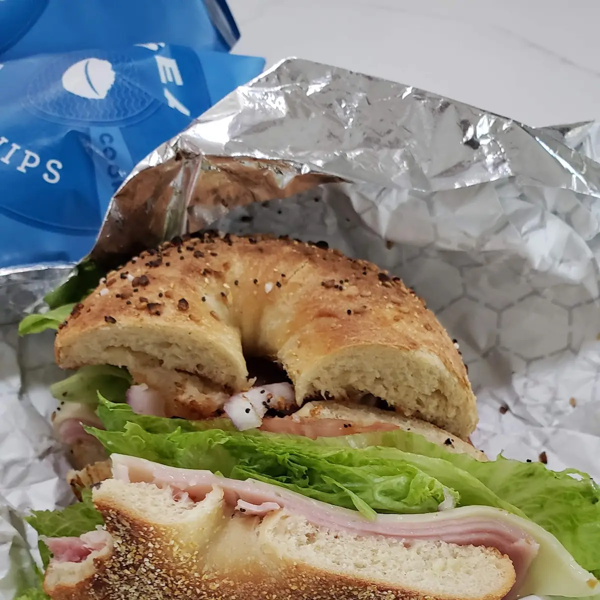Ham and Cheese Bagel Sandwich