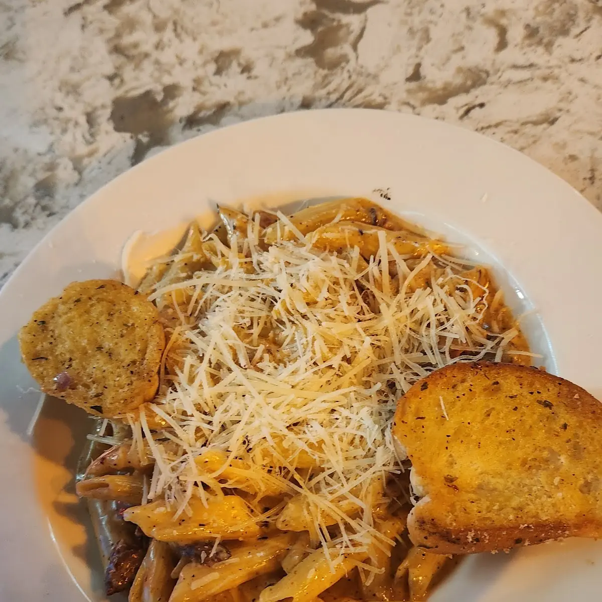 Penne Pasta with Toasted Bread