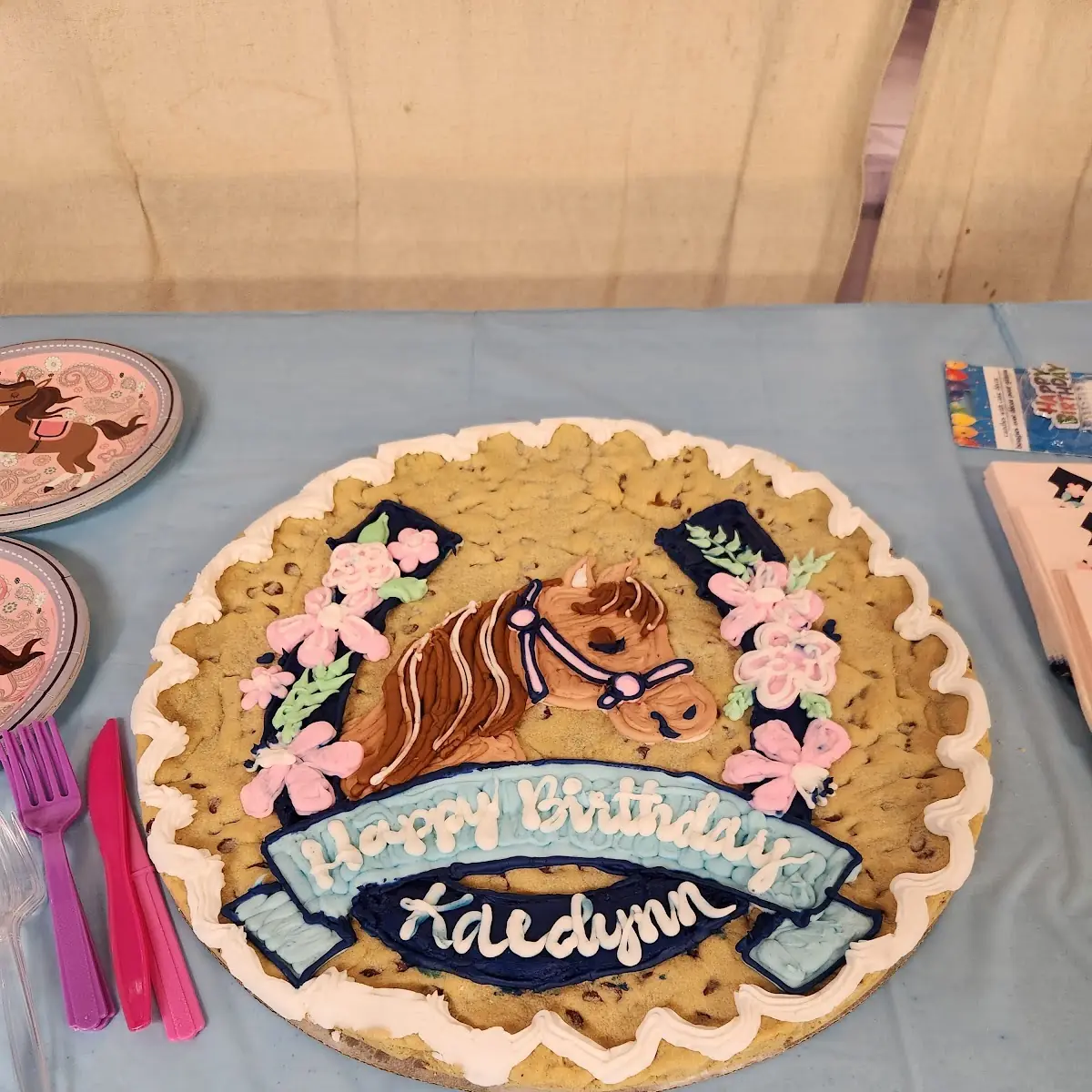 6 Chocolate Chip Cookie Cake Decorated