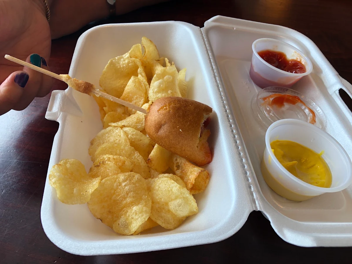 Breakfast Corn Dog and Chips