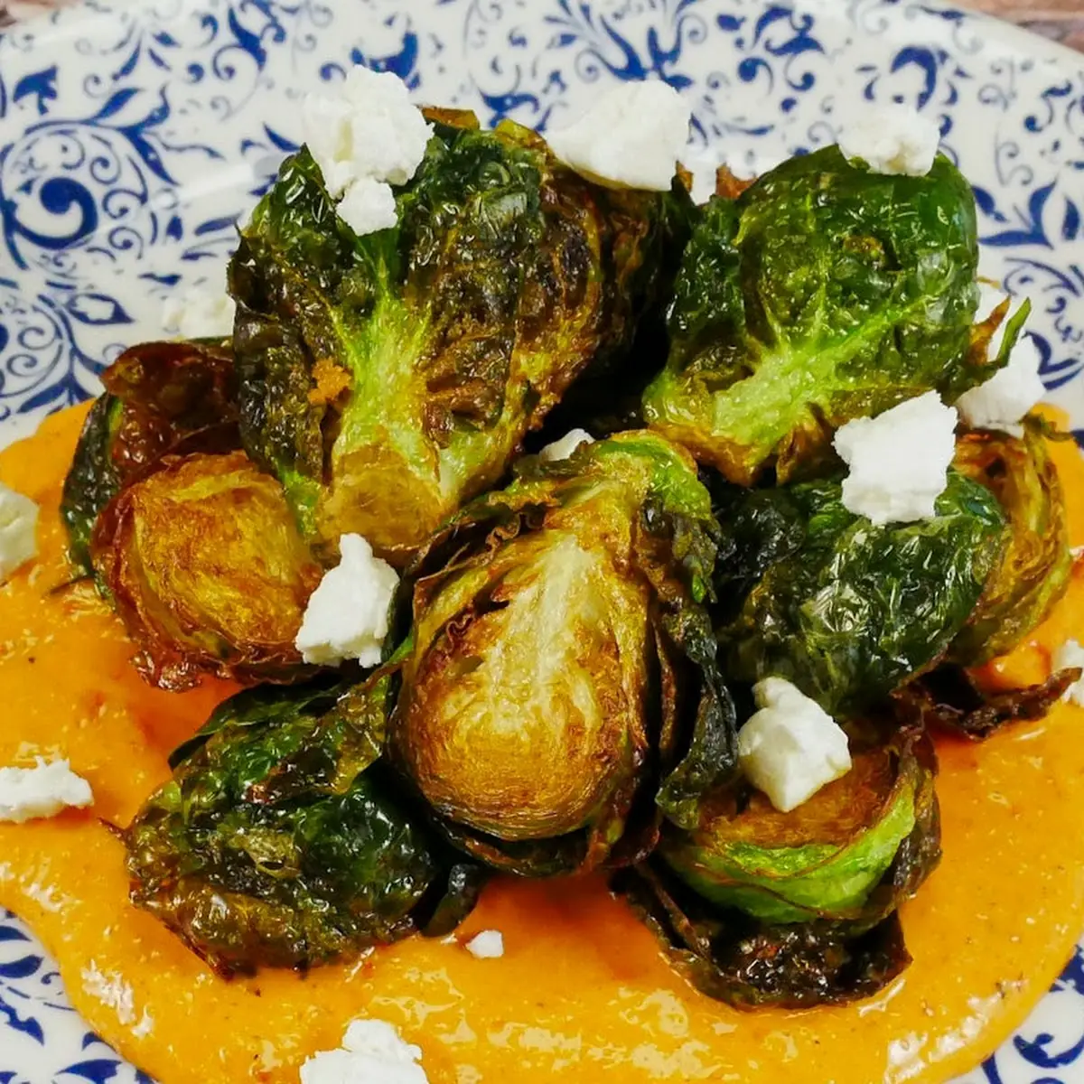 Crispy Brussels with Garlic Buttermilk Ranch Dipping Sauce