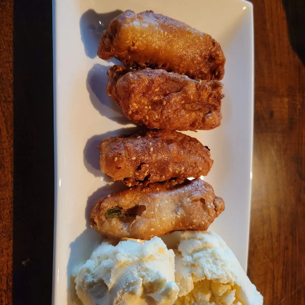 Fried Banana with Vanilla Ice Cream