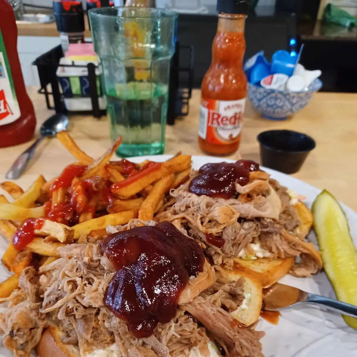 Open Faced BBQ Pulled Pork Sandwich