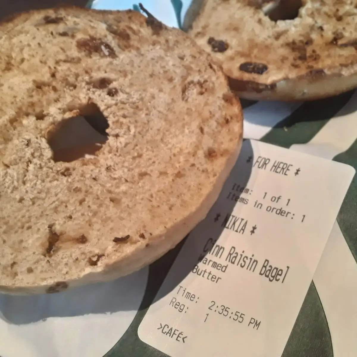 Cinnamon Raisin Bagel Toasted