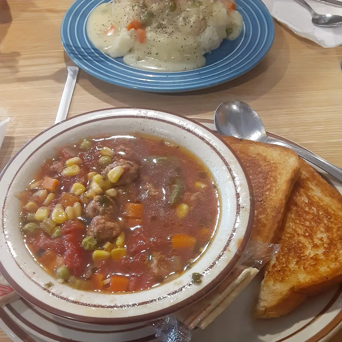 Vegetable Soup with Grilled Cheese