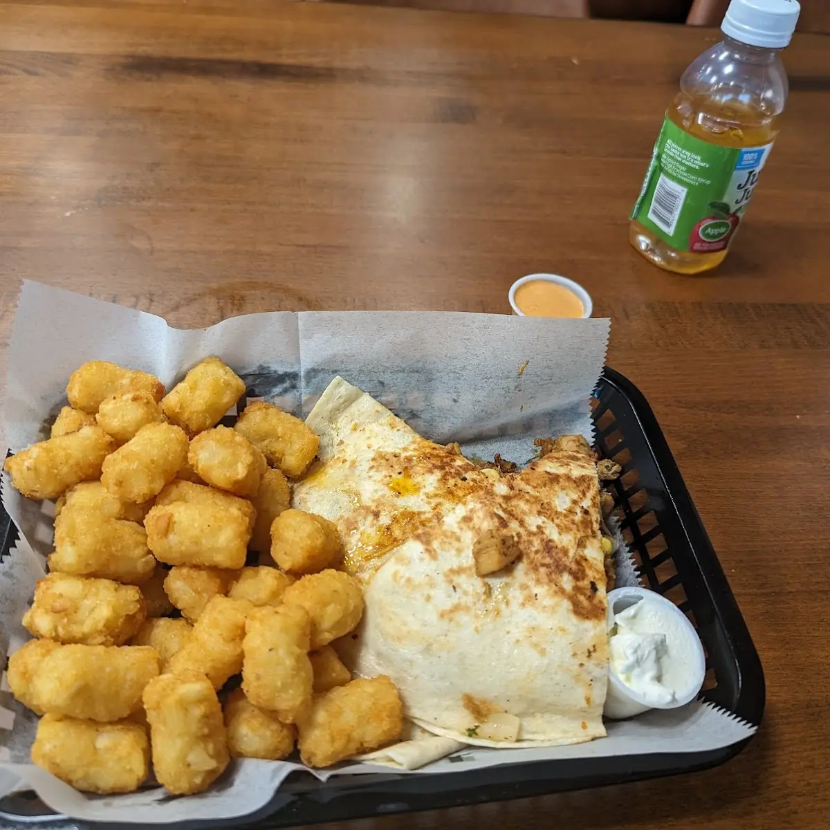Chicken Quesadilla and Tater Tots