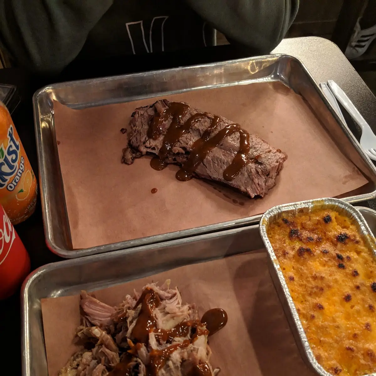 Pulled Pork Beef Brisket and Baked Mac & Cheese