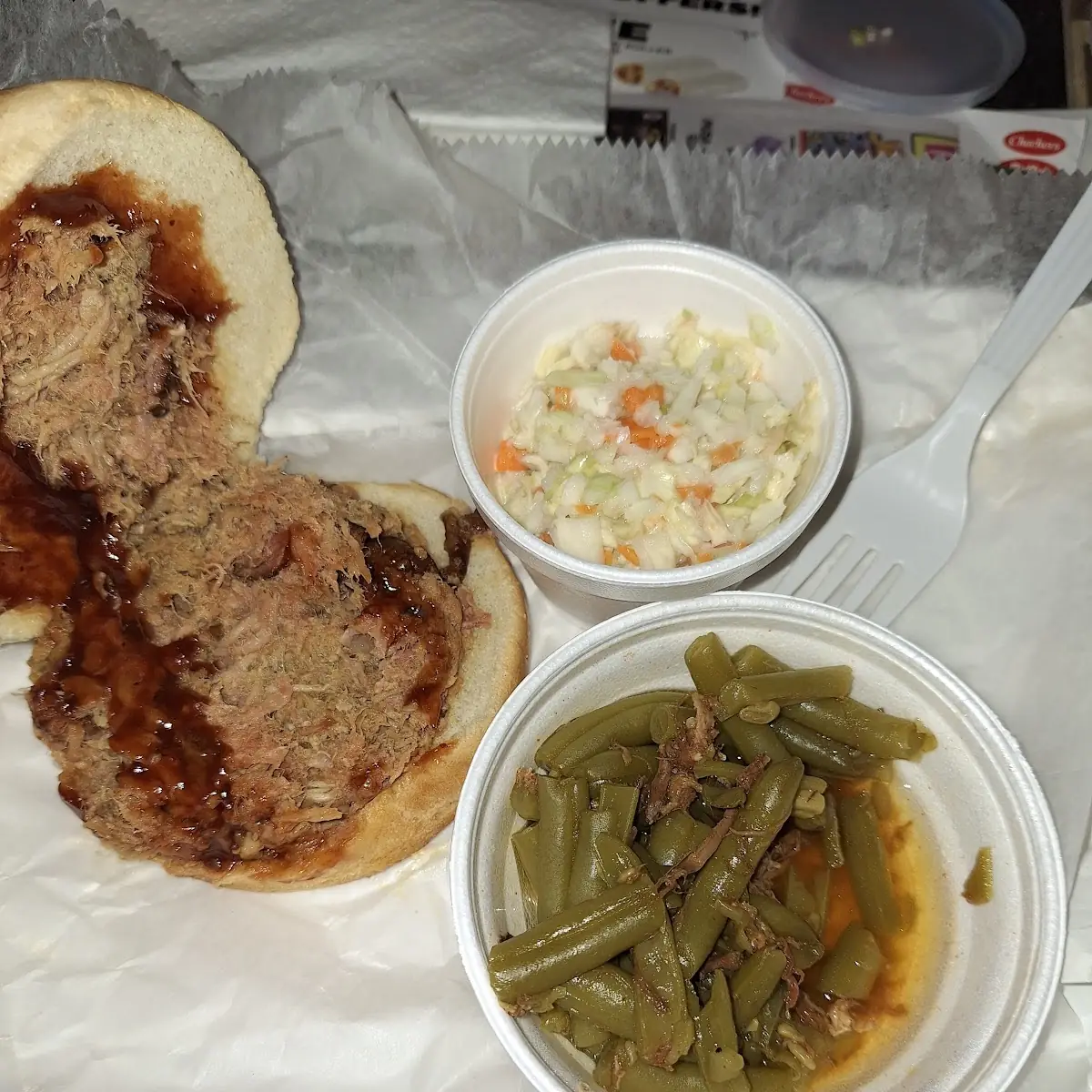 Pulled Pork Sandwich Green Beans Cole Slaw