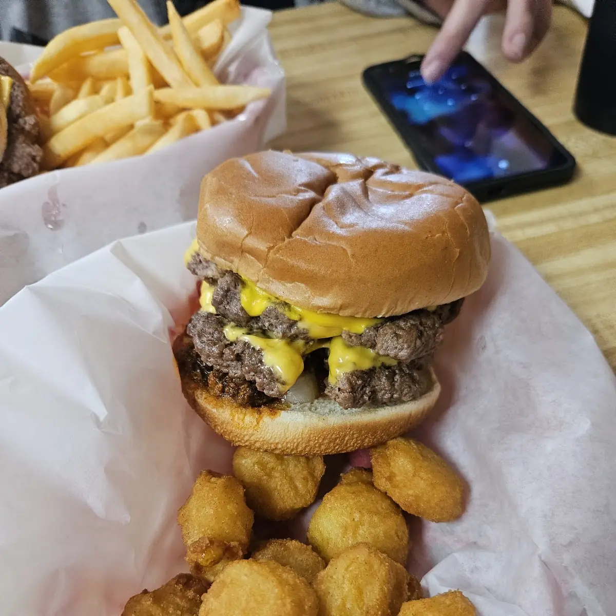 Double Cheeseburger and Corn Nuggets