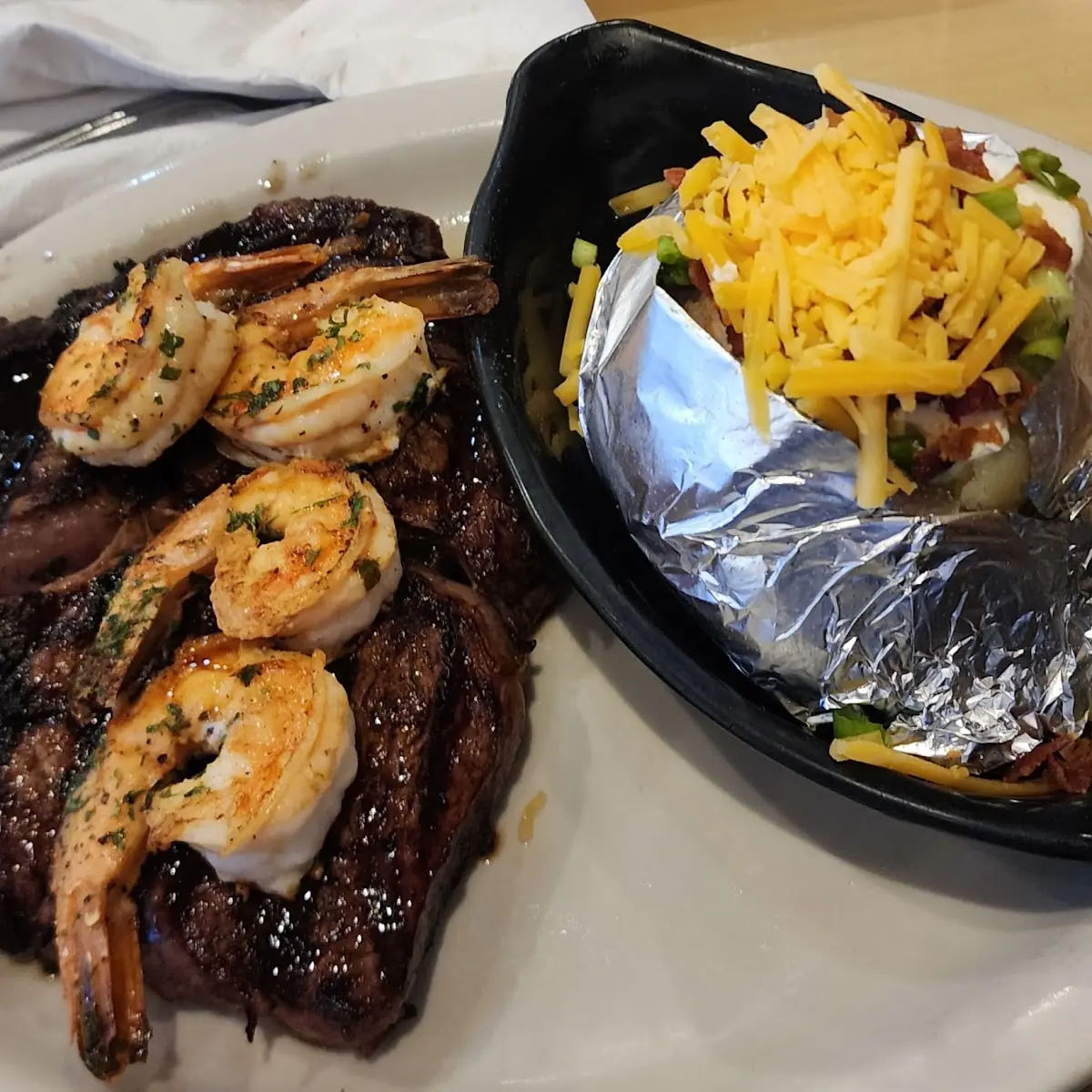 Ribeye with Shrimp Skewers