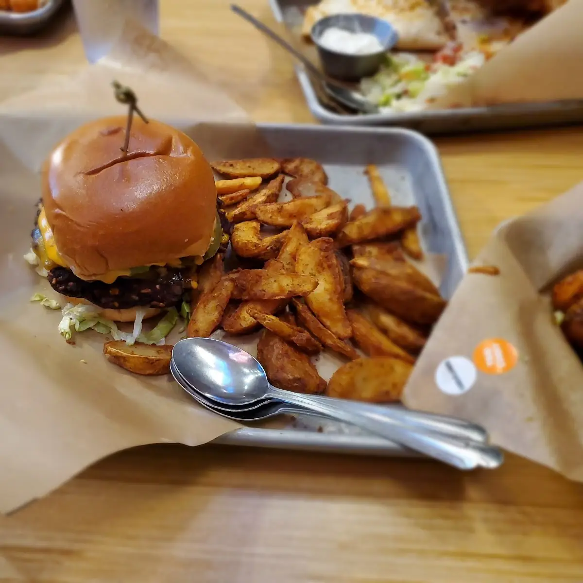 Black Bean Burger with Wedges