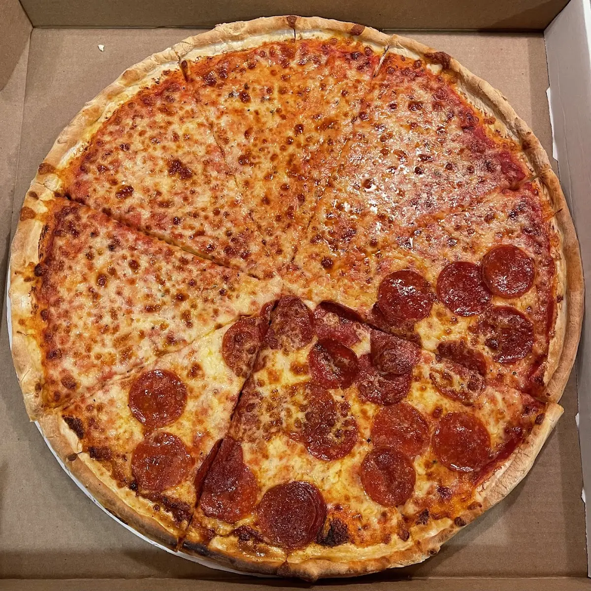 Half Cheese Half Pepperoni Pizza