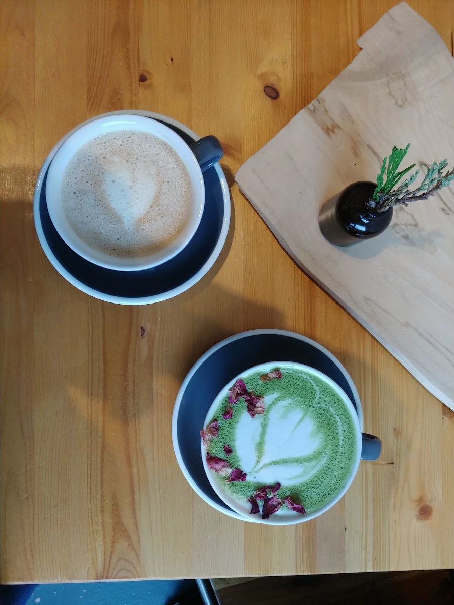 Cappuccino Breve and a Matcha Latte