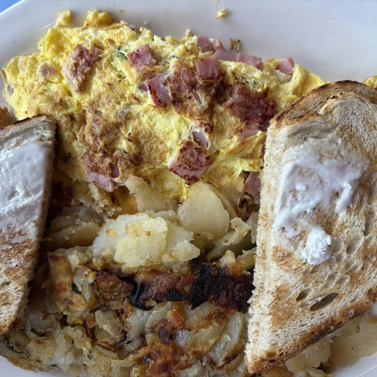 Griddle Cakes Deluxe with Ham Bacon & Sausage