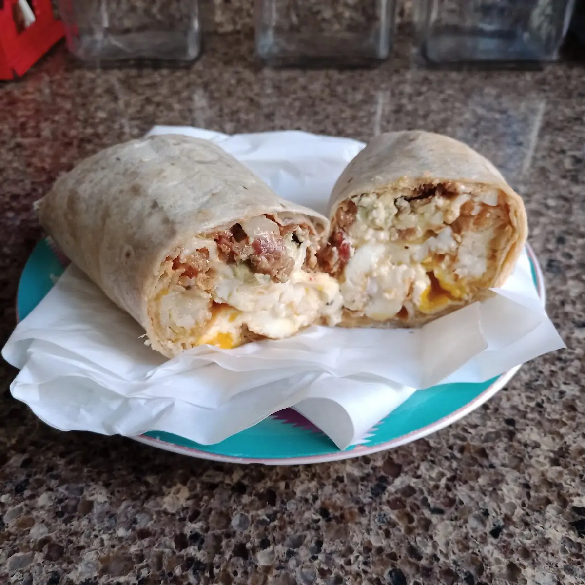 Little Mule Breakfast Burrito with Sunny Side Up Eggs