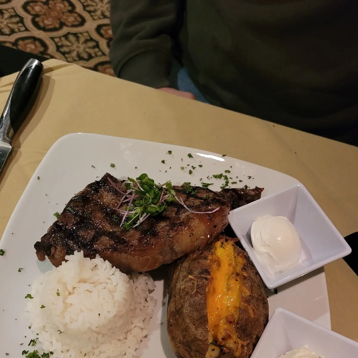 Ribeye Steak and Loaded Baked Potato