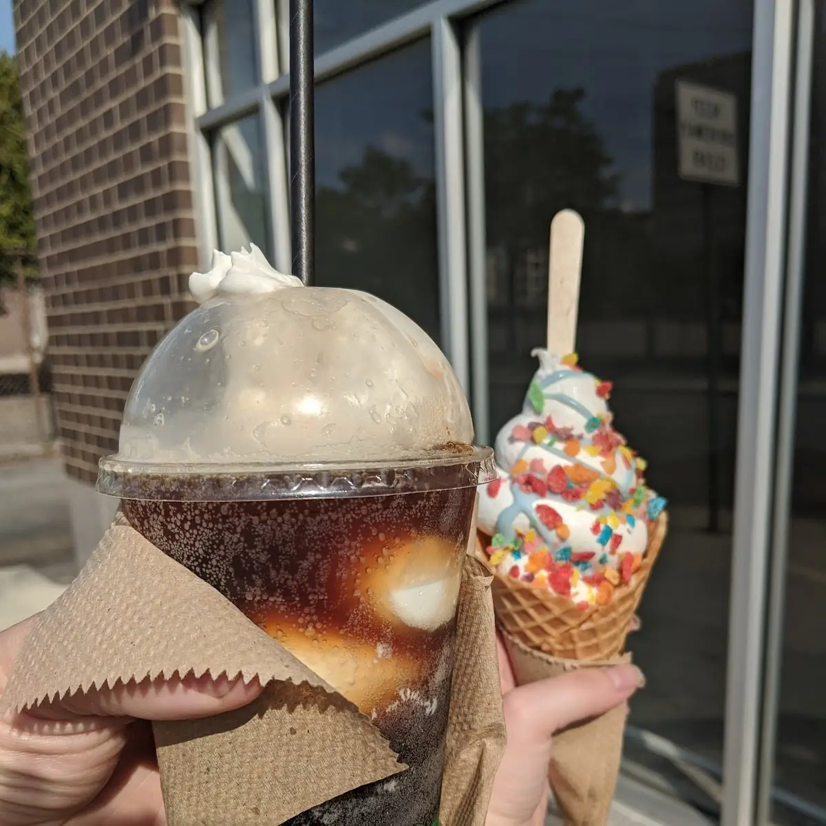 Root Beer Float and Waffle Cone