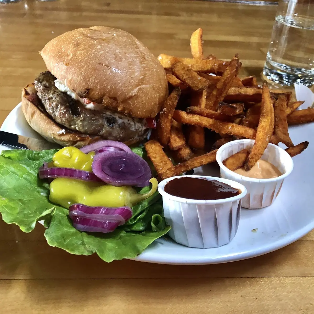 Elk Burger with Crispy Fries