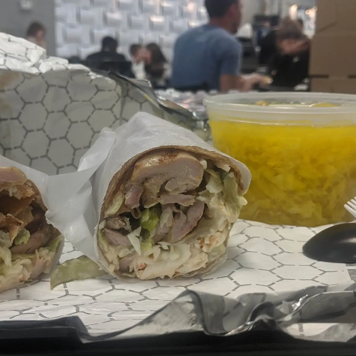 Baby Chicken Wrap and Eggdrop Wonton Soup
