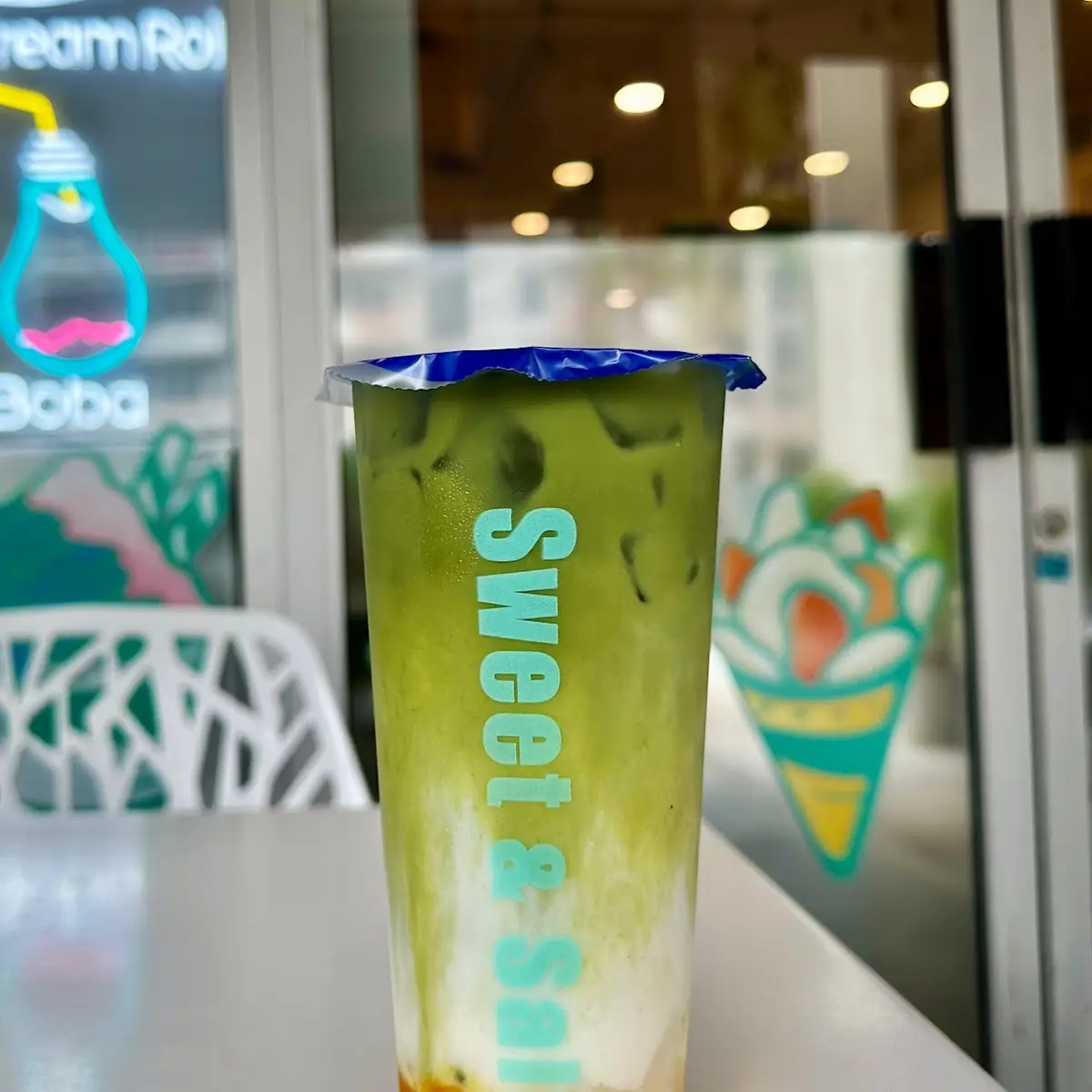 Mango Matcha with Crystal Boba