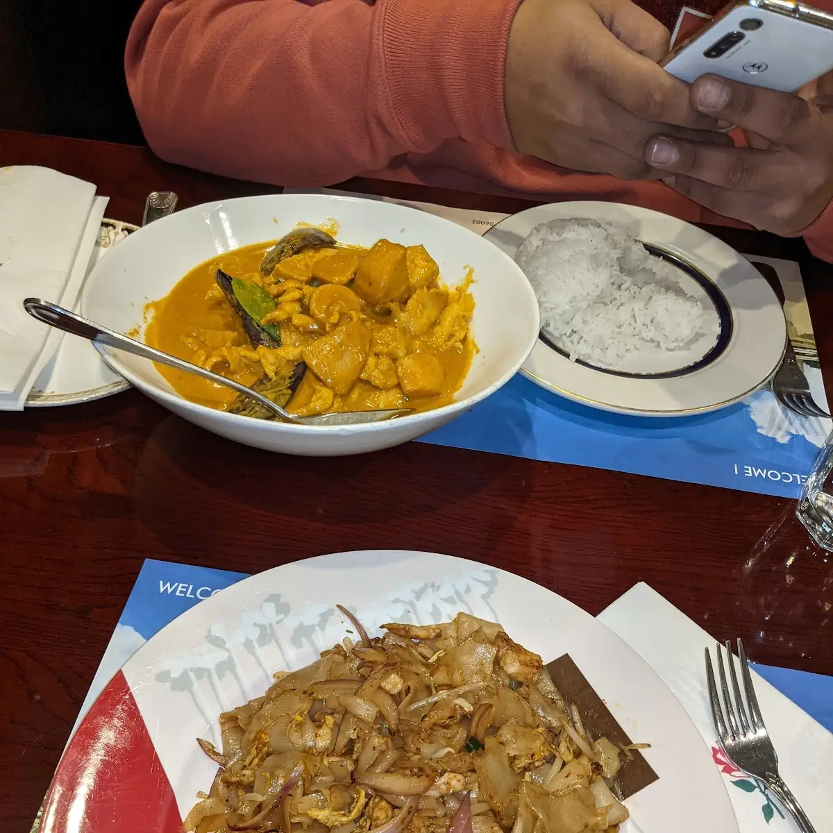 Drunken Noodle and Curry Chicken