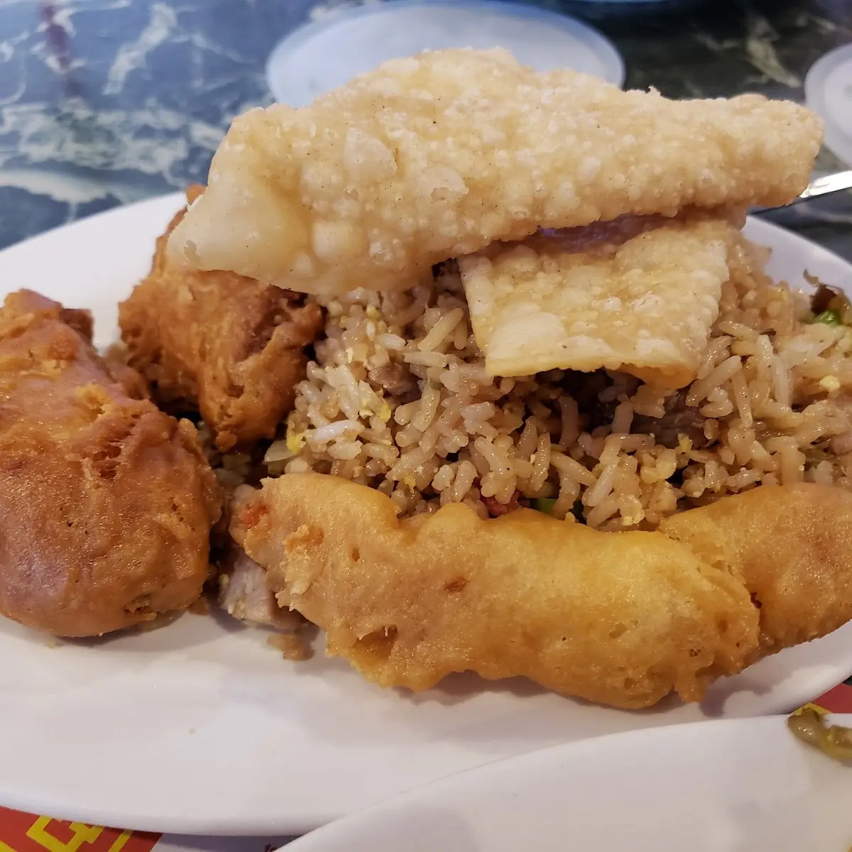 Pork Fried Rice Fried Chicken Wings & Fried Shrimp