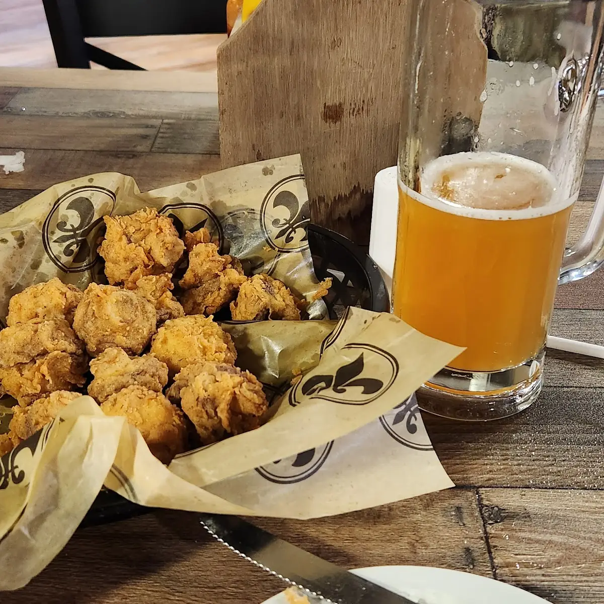 Fried Mushrooms and Blue Moon Draft