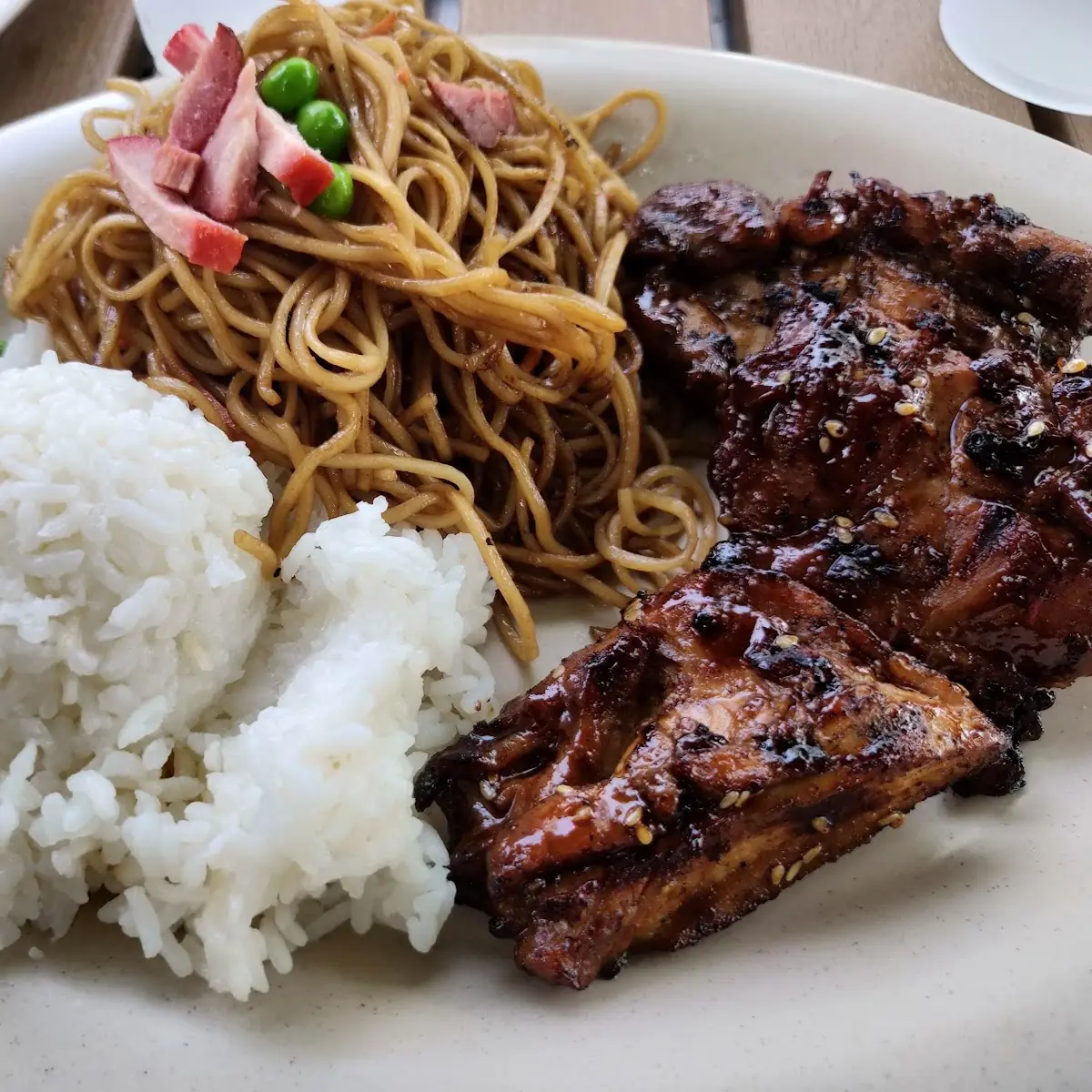 BBQ Chicken with Noodles and Rice