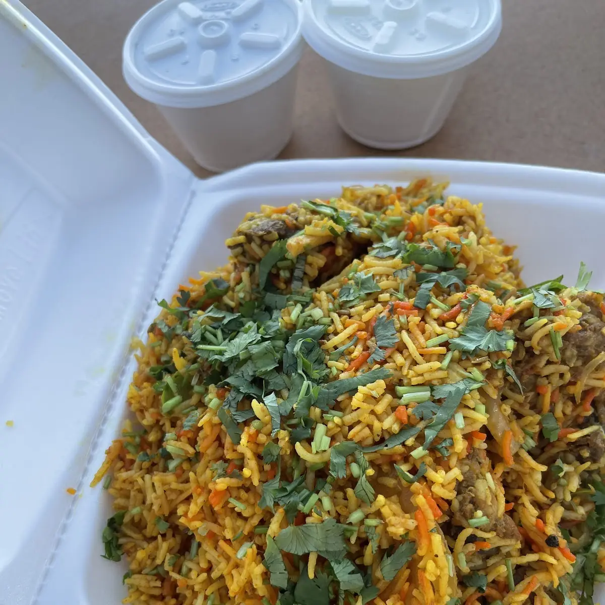 Chicken Biryani in Takeout Container