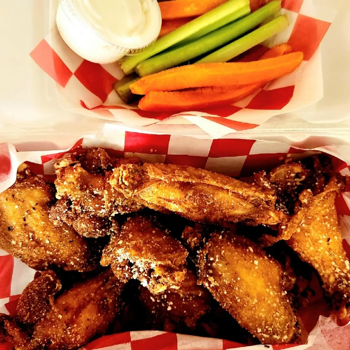 Garlic Parmesan Wings and Veggie Sticks