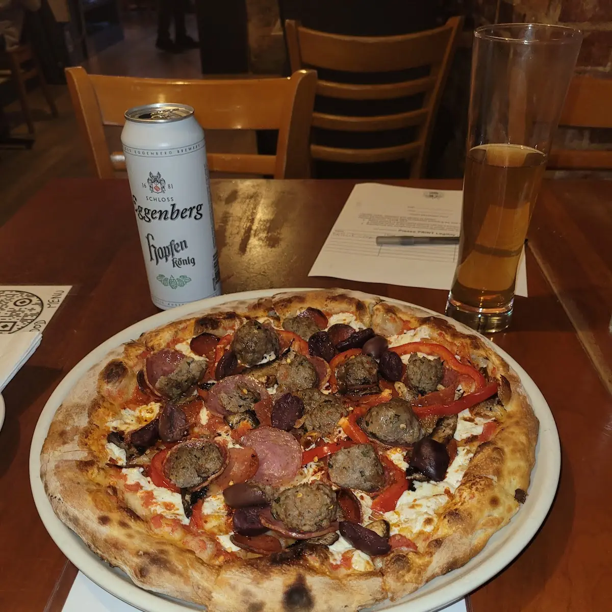 Meatball Raosted Garlic Mushroom Pizza