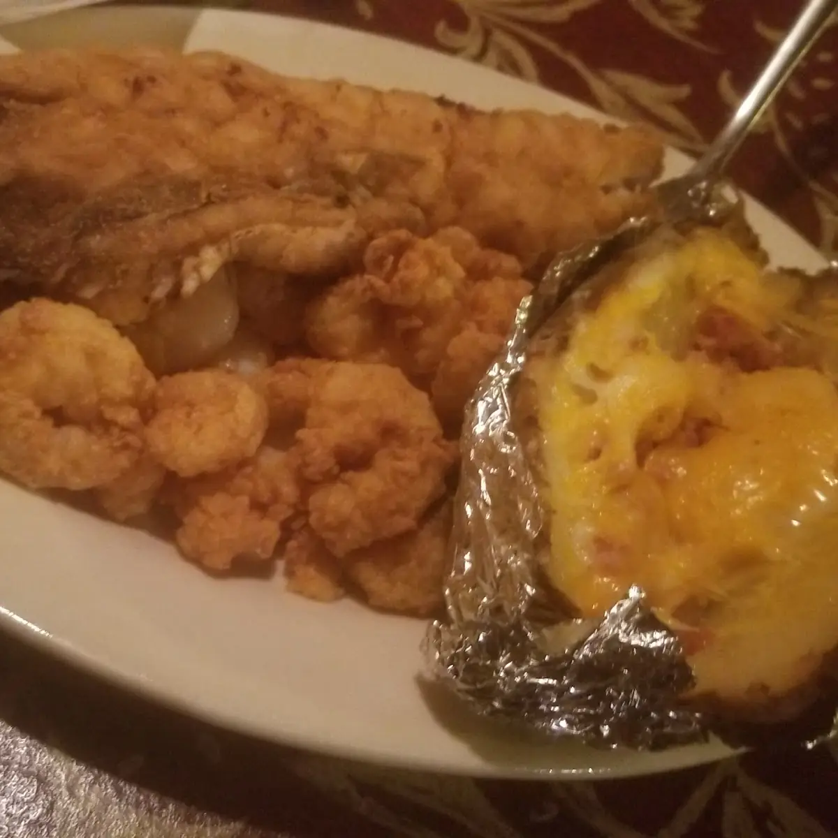 Trout & Shrimp with a Baked Potato