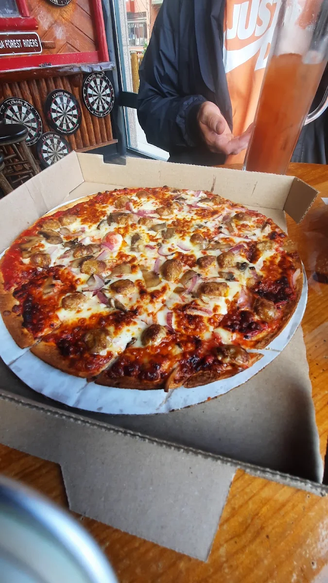 Sausage Onion Mushroom Thin Crust Cheese Pizza