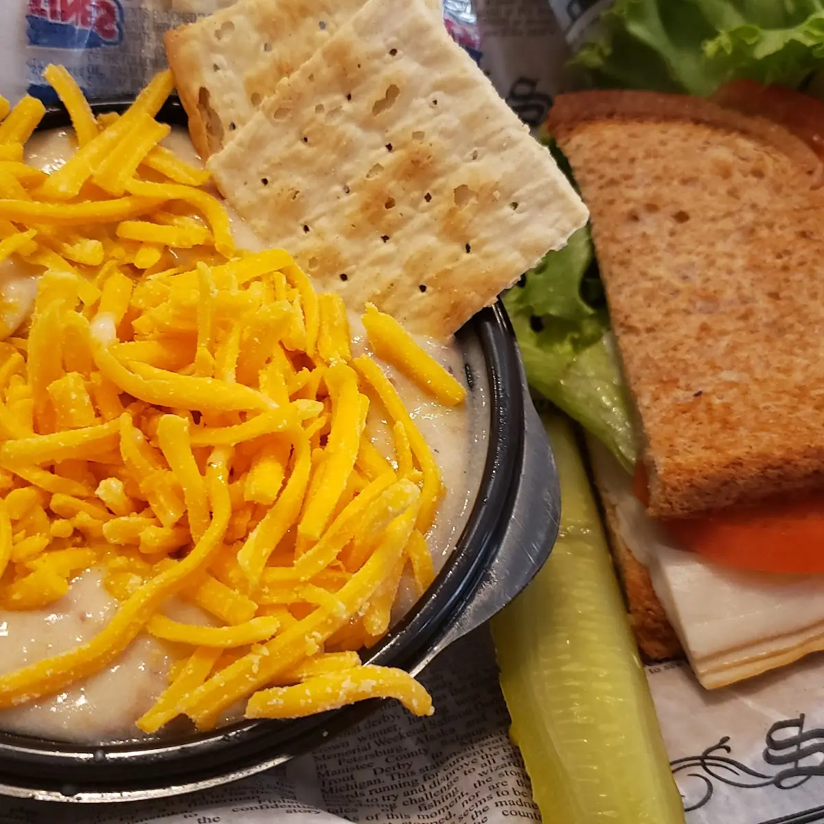 Potato Soup and Turkey Sandwich
