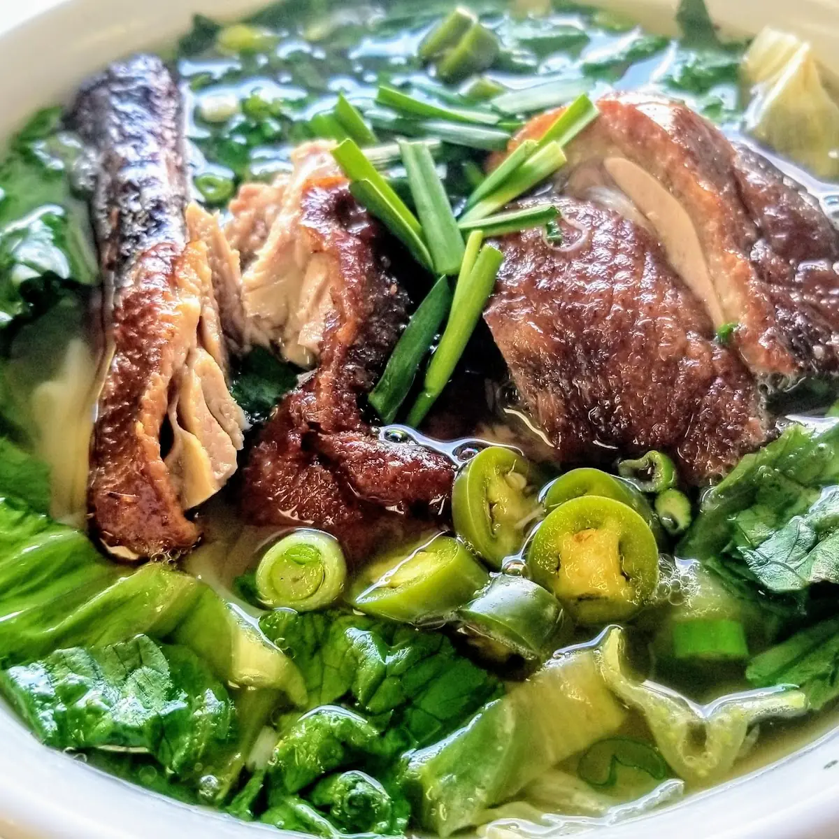 BBQ Duck Rice Noodle Soup