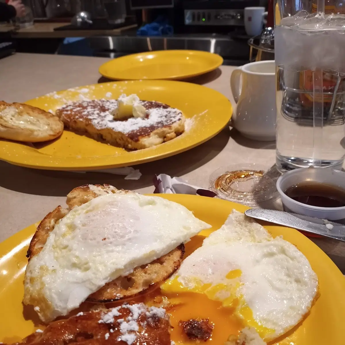 Banana Nut Pancakes with an Egg on Top Delish