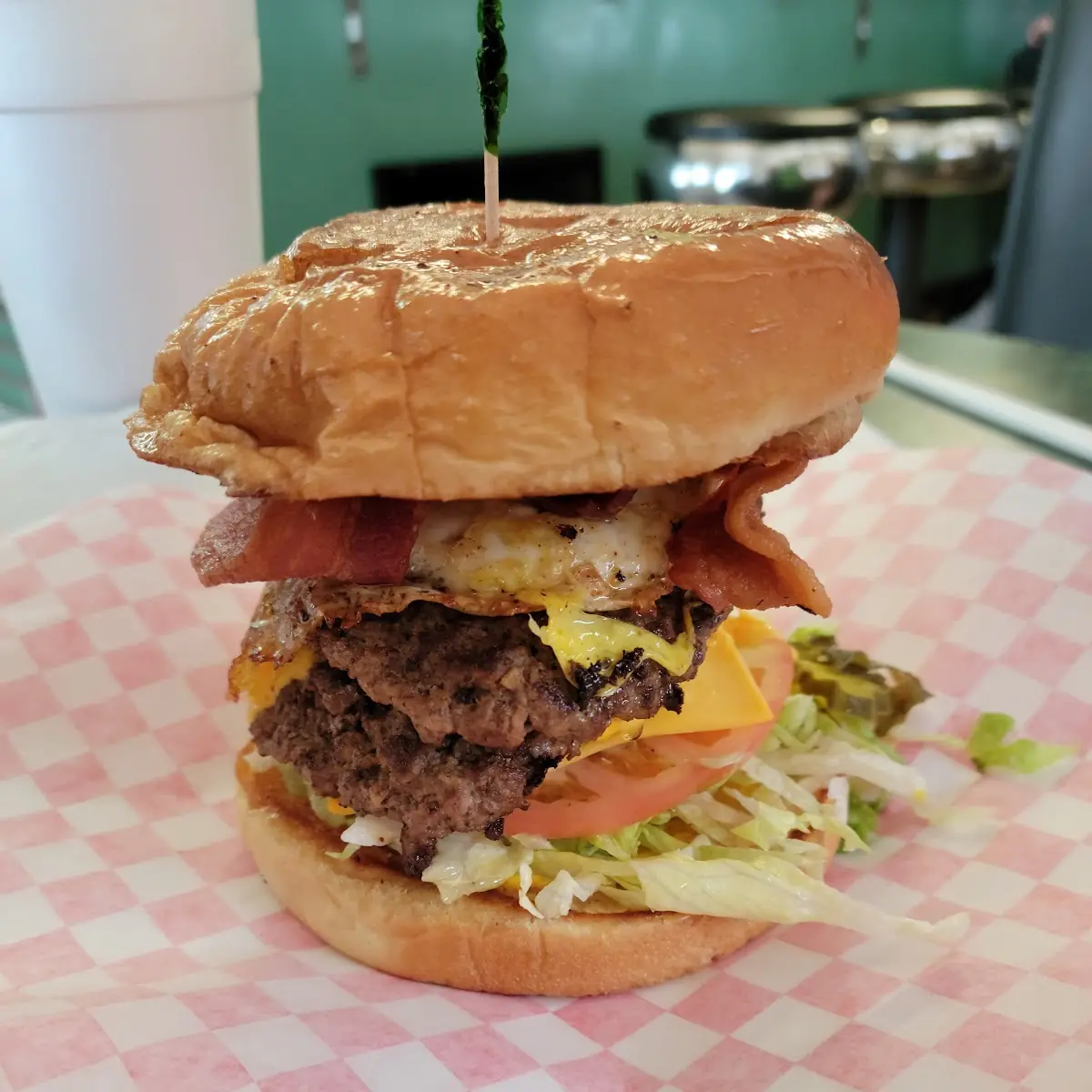 Double Bacon Cheeseburger Egg Burger