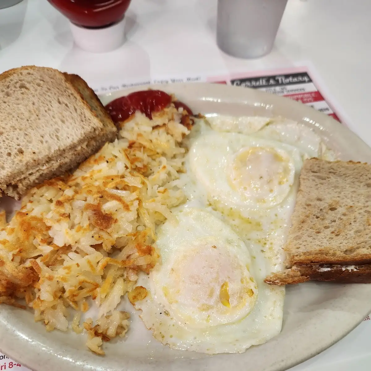 Omelet Hash Browns and Toast