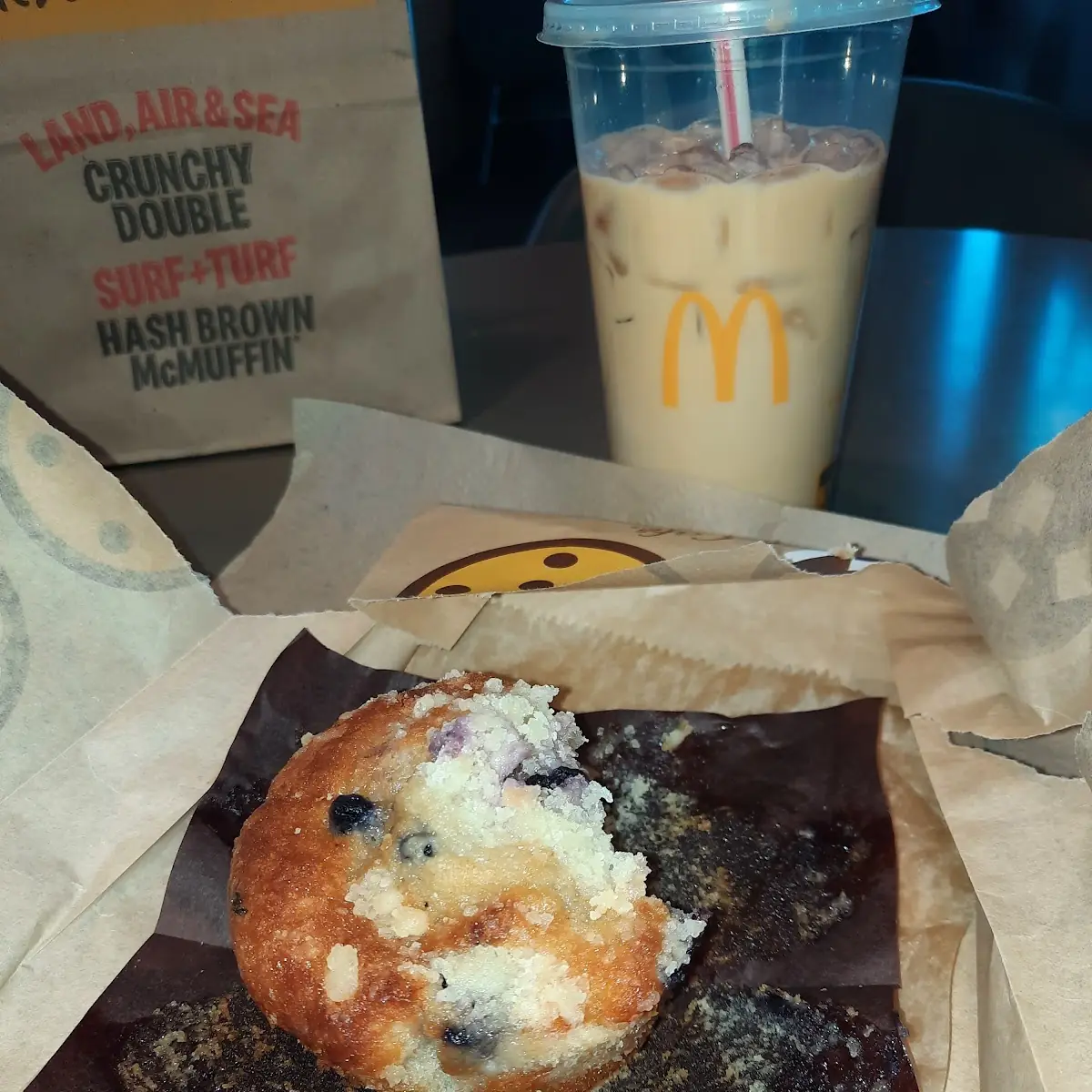 Blueberry Muffin and Iced Coffee