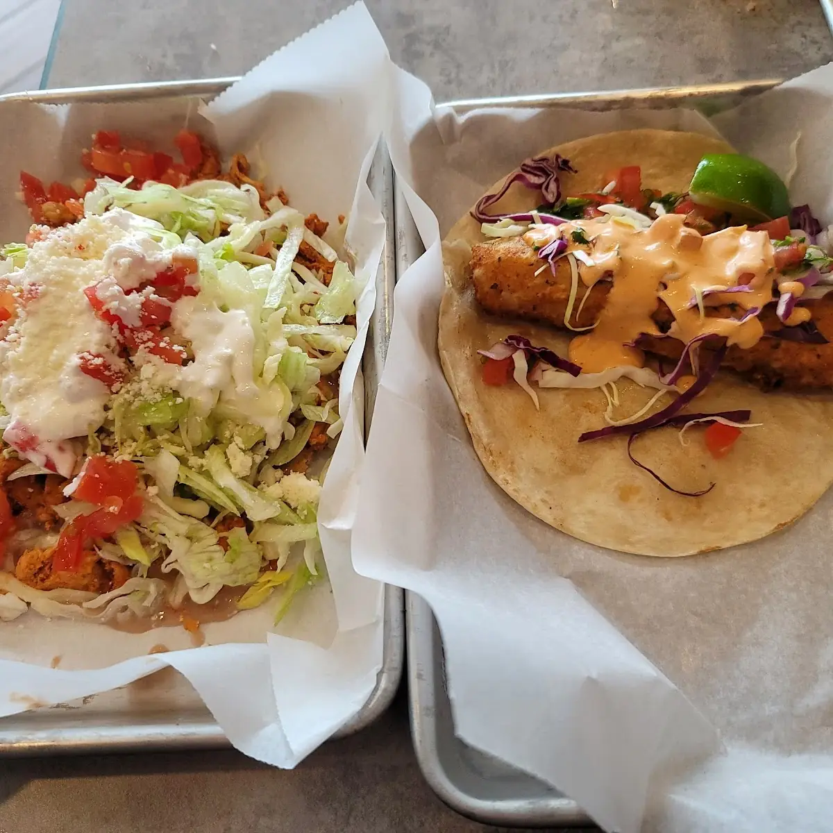 Tostada and Fish Tacos