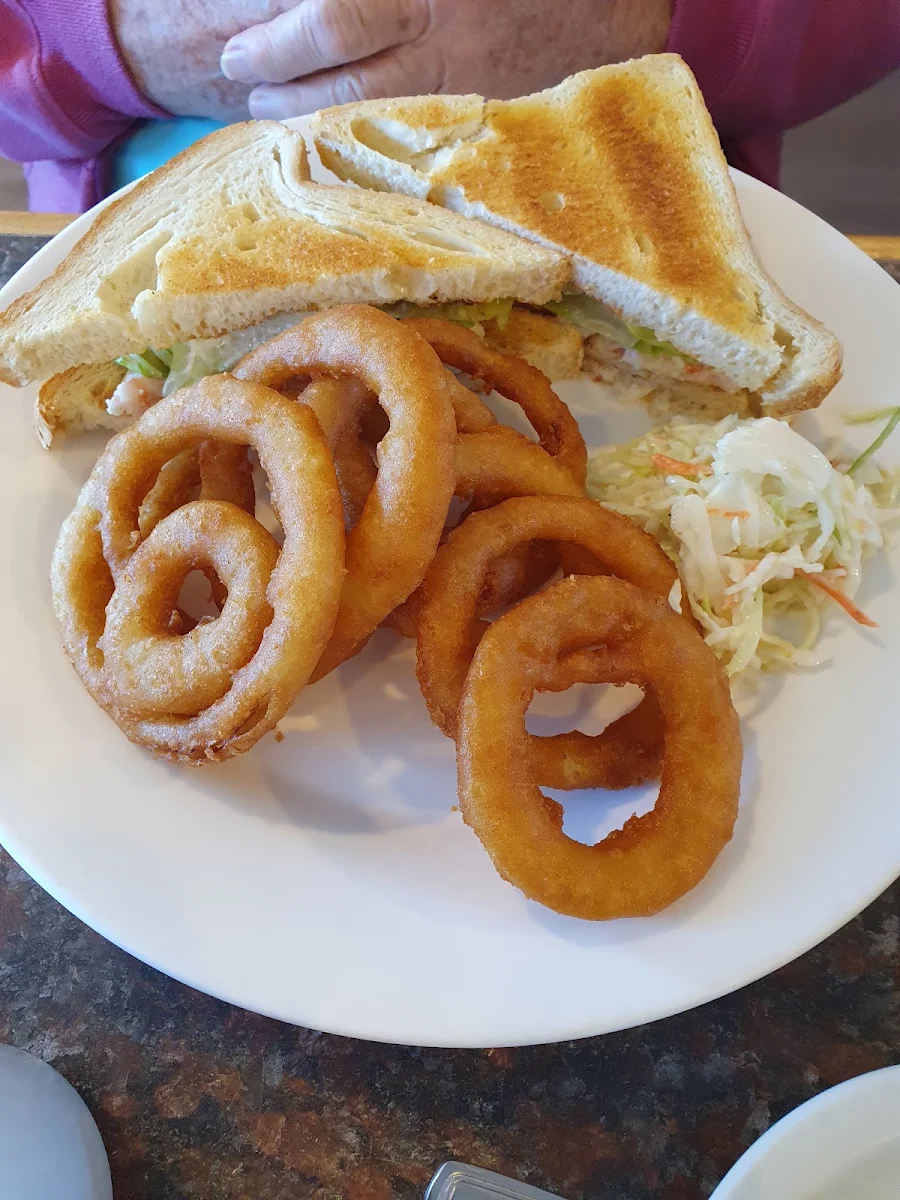 Shrimp & Crab Sandwich with Onion Rings, Bonnie Martin Restaurant