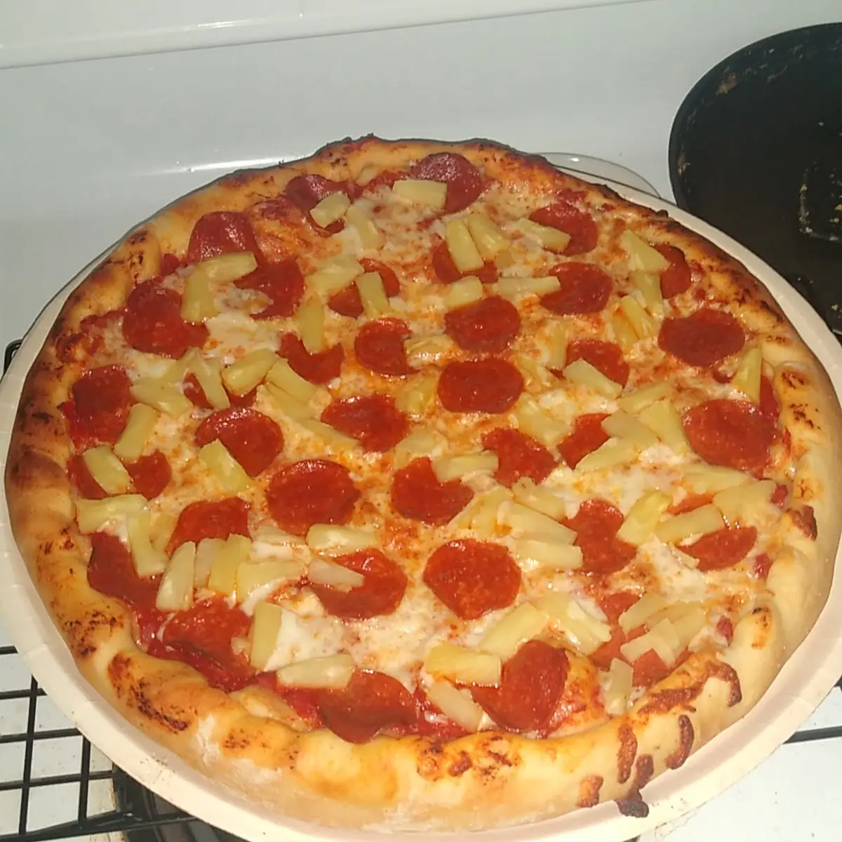 Large Pepperoni and Pineapple Pizza