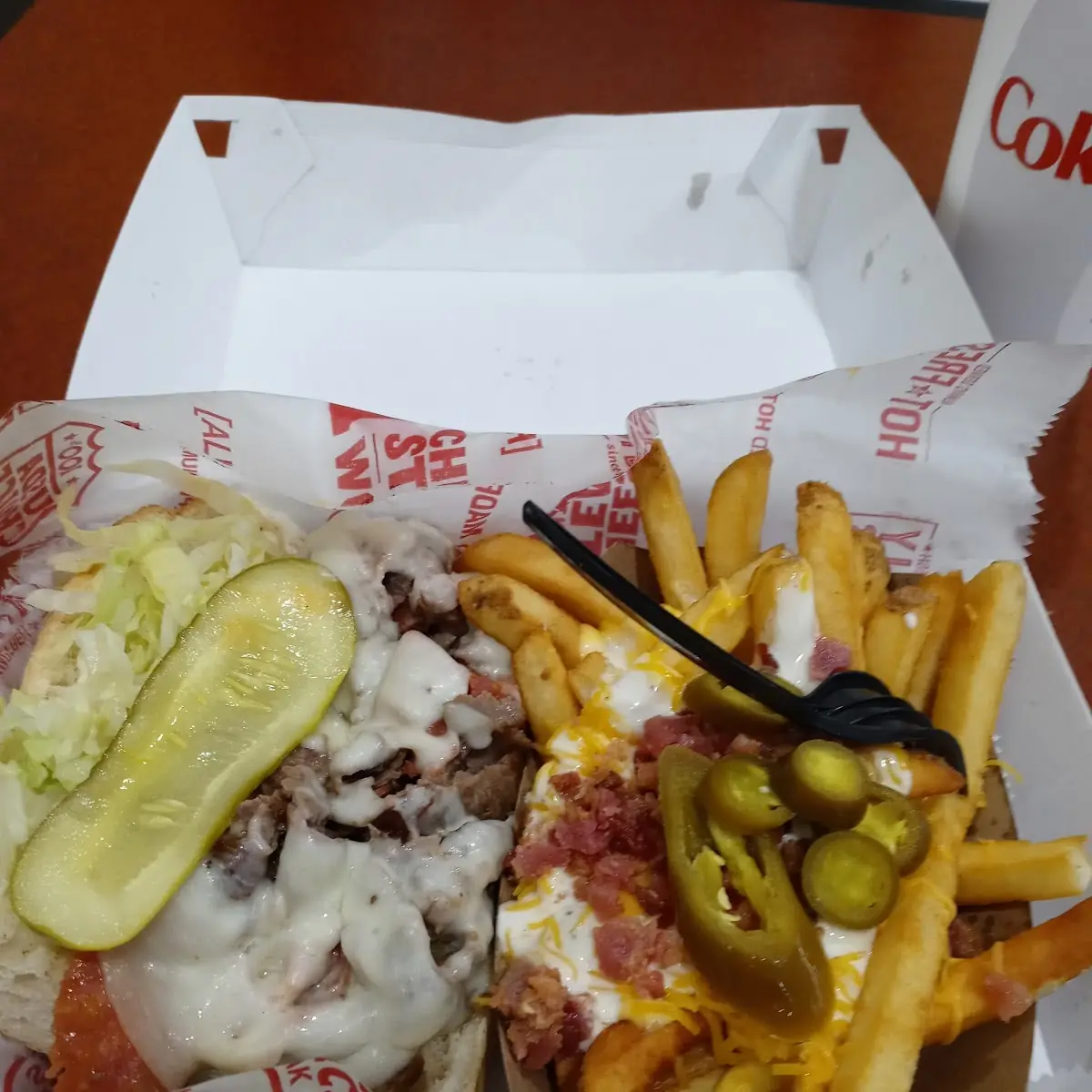 Pepperoni Cheese Steak with Halopino Fries