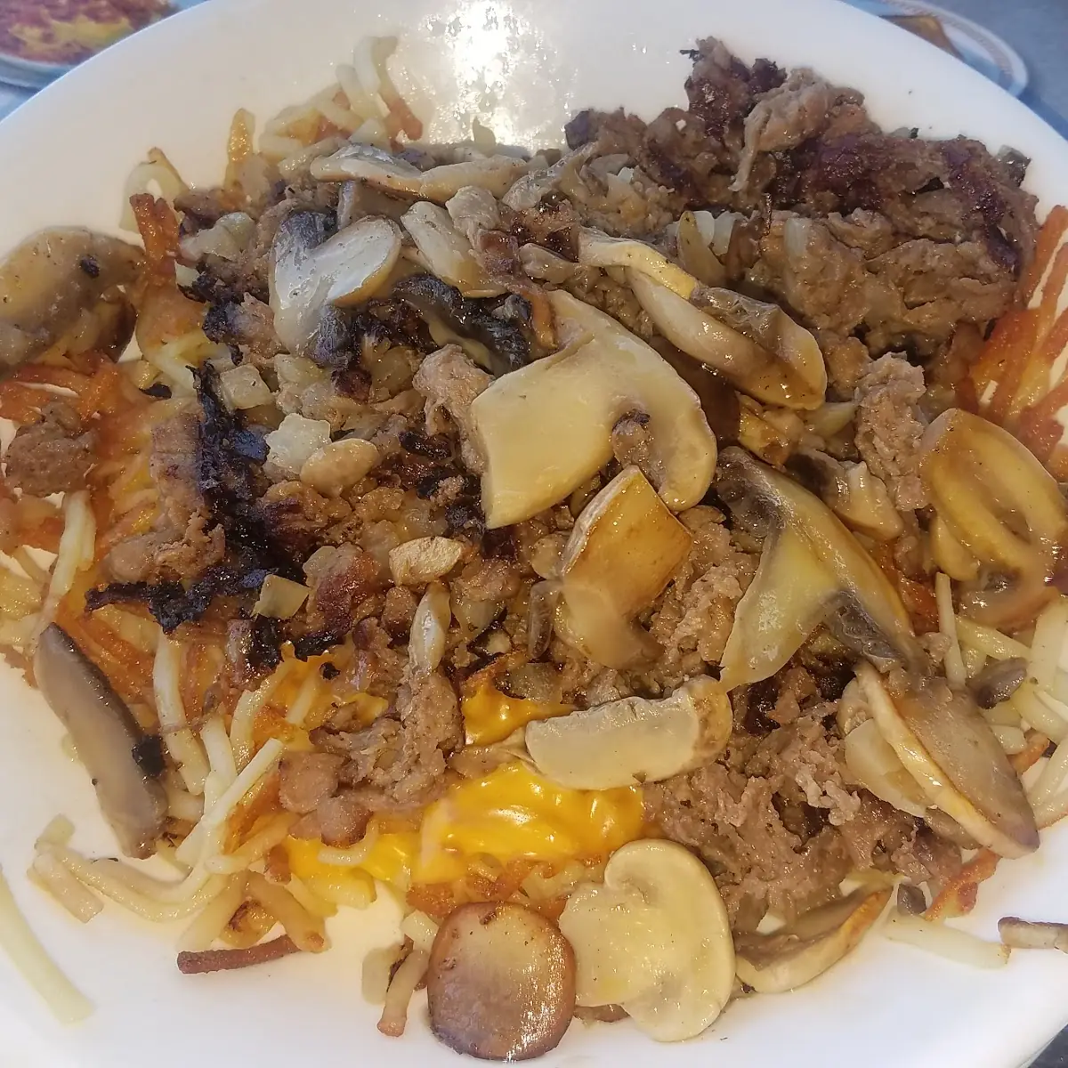 Philly Cheese Steak Hash Browns Bowl