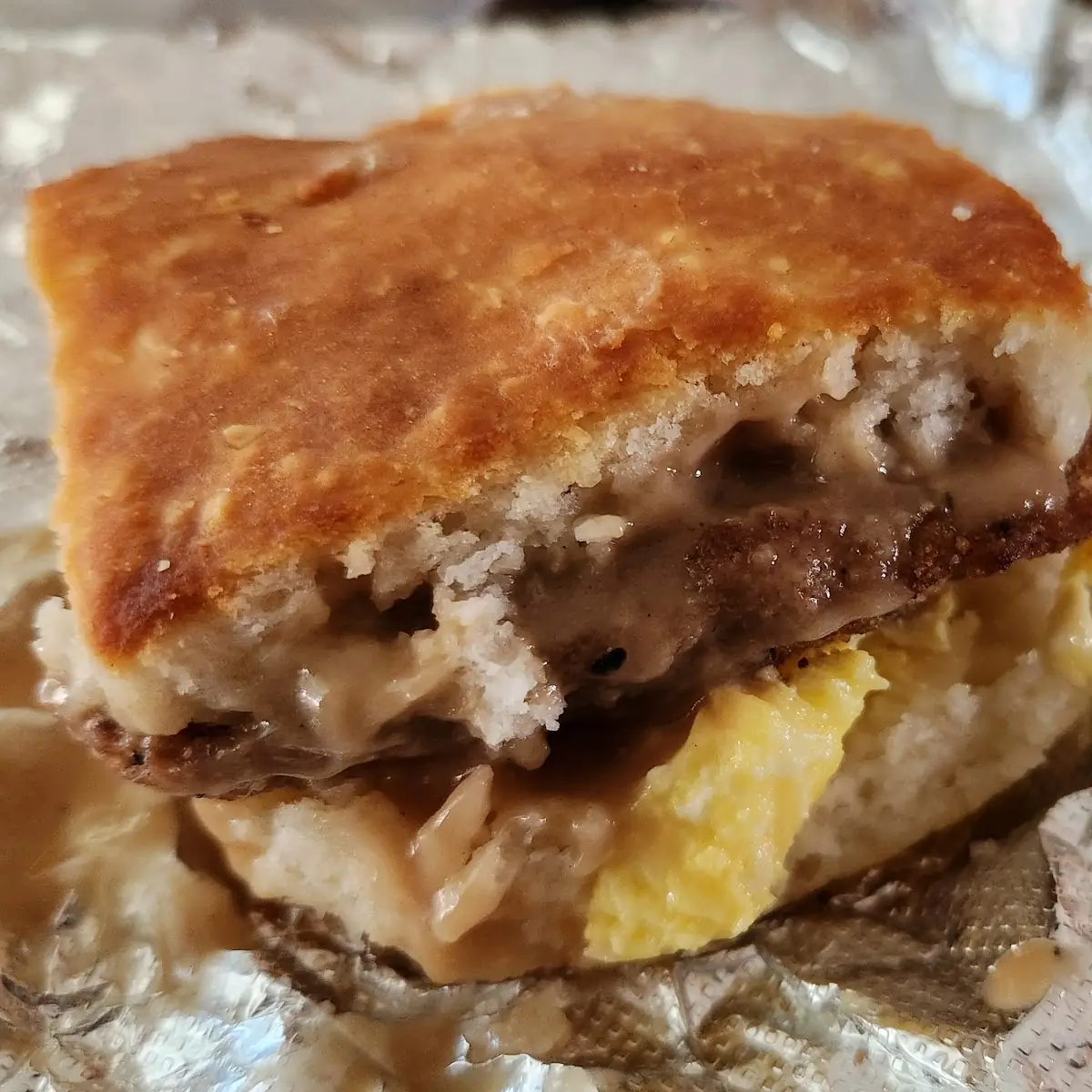 Steak and Egg Biscuit