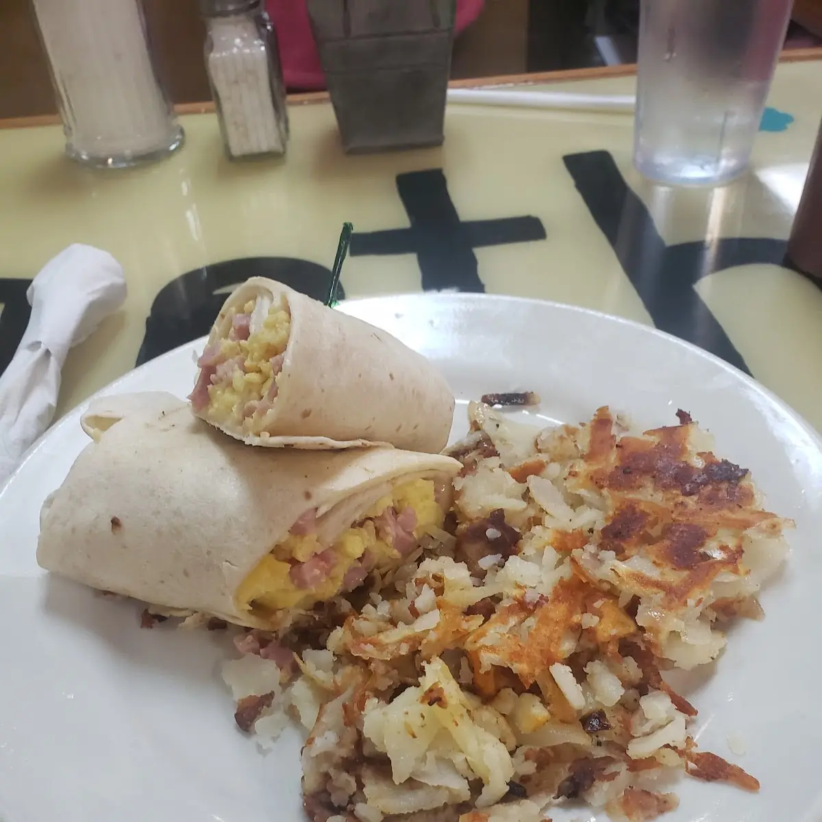 Ham Breakfast Burrito with Hashbrown