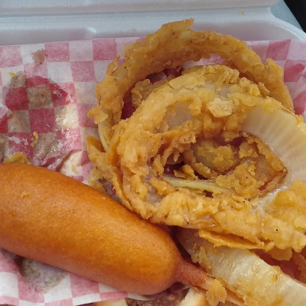 Corn Dog and Onion Rings